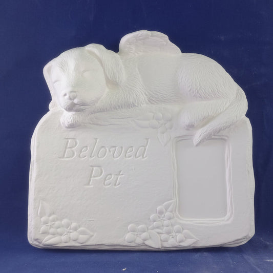 Beloved Pet Dog Memorial Plaque & Photo Frame Ready to Paint Ceramic Bisque